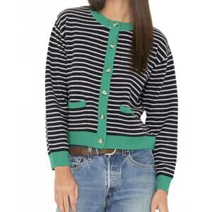 NEW XIRENA lillian cardigan sweater in navy stripe